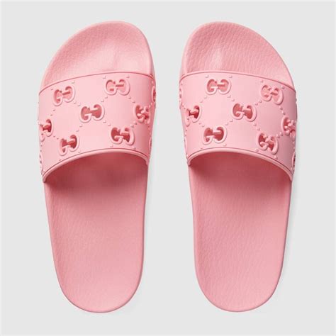 gucci womens rubber slide pink fake|gucci pink rubber slides cost.